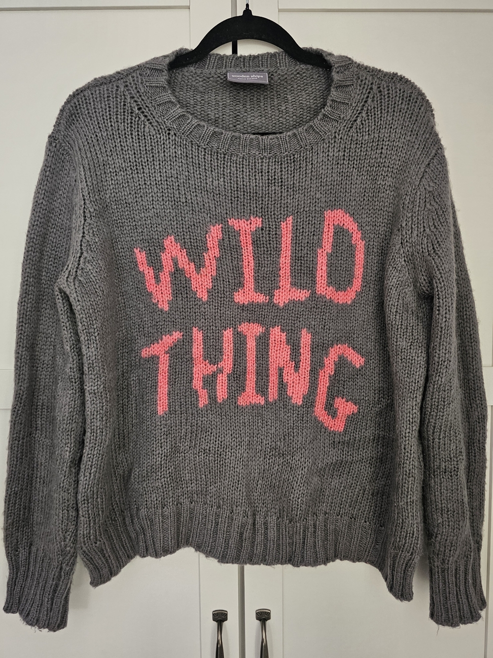 Wooden Ships "Wild Thing" Grey Pink Knit Slouchy Crewneck Sweater XS/S